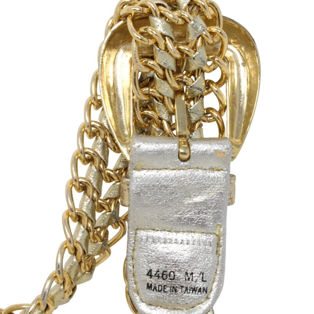 Retro Metallic Gold Silver Woven Mesh Chain Belt Braided Crochet Disco Hip Hop - Picture 4 of 4
